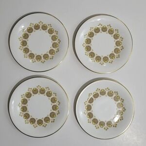 Four VINTAGE ROYAL DOULTON POLONAISE Bread & Butter Dessert Plates Gold Pattern